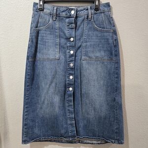 Denim Button-Front Skirt